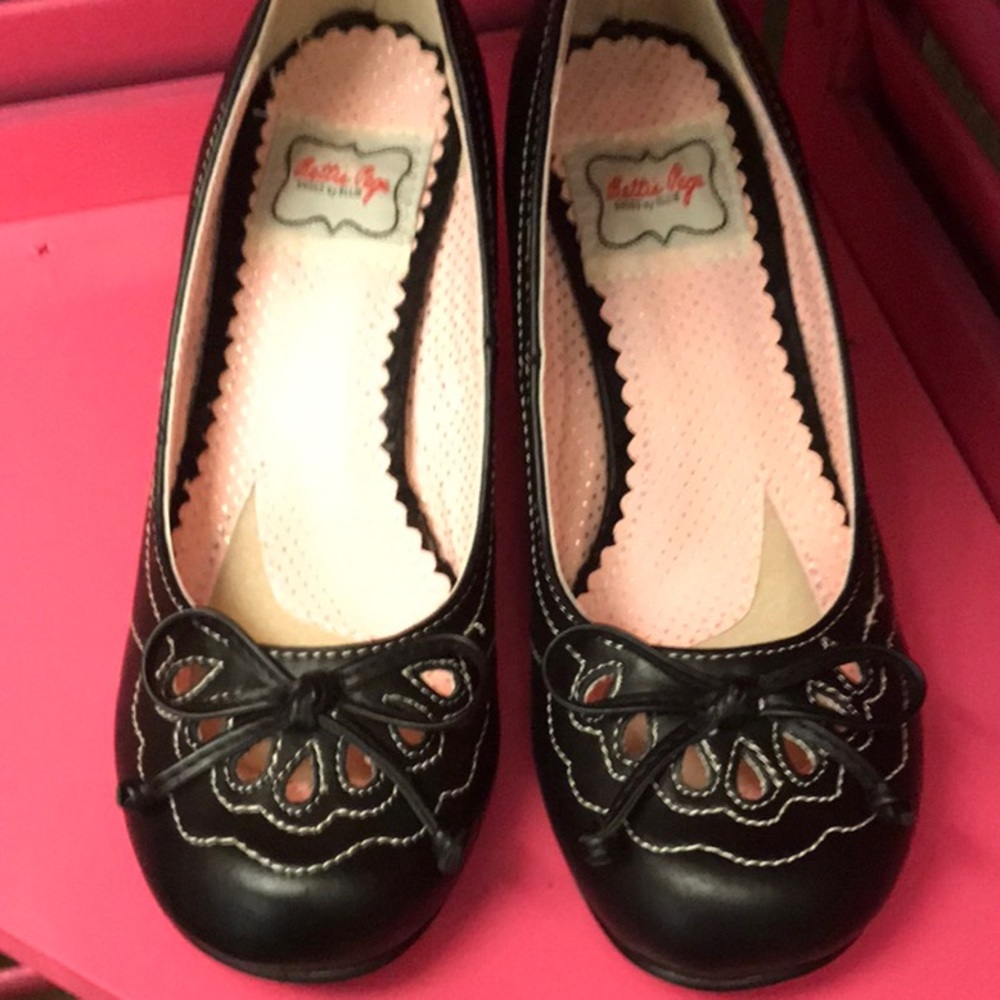 Bettie Page Black Cutout Bow Peep-Toe Heels